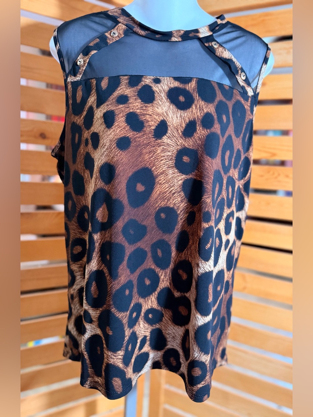 Sleeveless Leopard Print Blouse in Brown and Black
